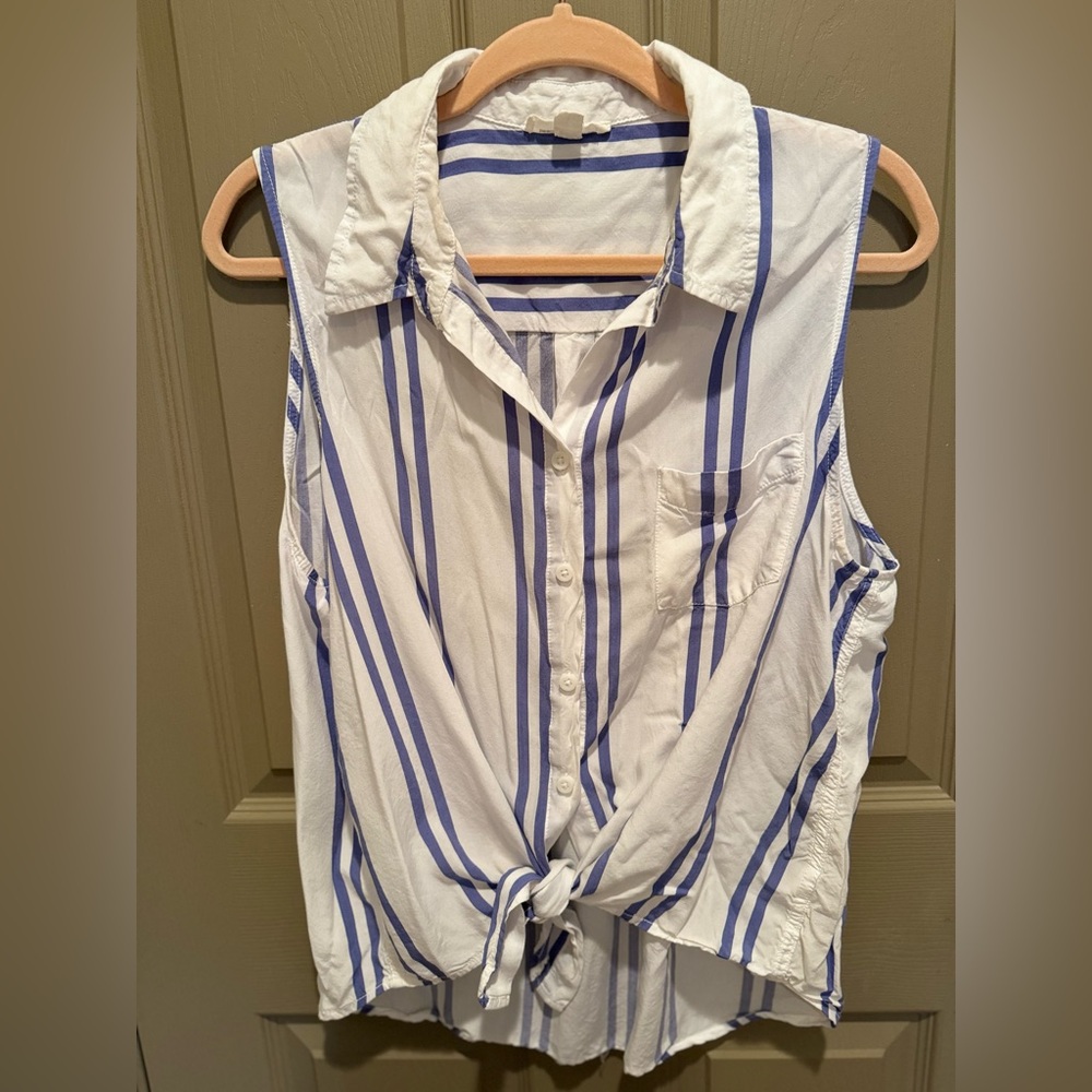 White and Blue Striped Shirt.